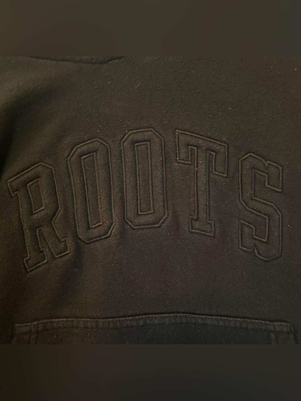 Roots Tonal Cooper Cropped Fleece Hoodie Washed Black - Size S